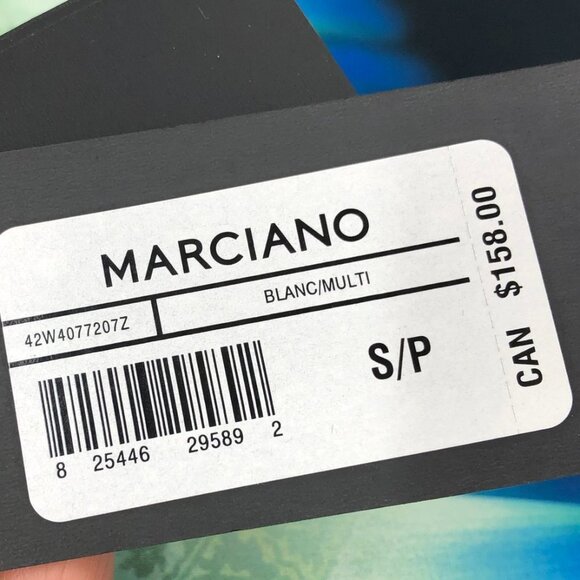 NWT Marciano paisley patterned green blue ombre long sleeve button neck top S - Picture 12 of 16